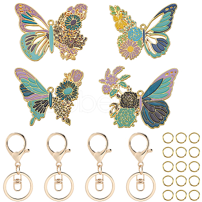 DIY Alloy Enamel Butterfly Pendants Keychain Making Kits DIY-SP0003-10B-1