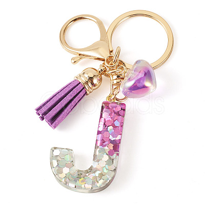 Alloy Resin Heart Keychains KEYC-TADJ0002-01G-J-1