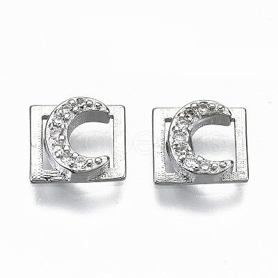 Brass Micro Pave Clear Cubic Zirconia Cabochons KK-S061-50P-NR-1