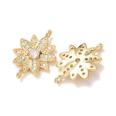 Brass Micro Pave Clear Cubic Zirconia Connector Charms CU-CBA4579-05G-C-1