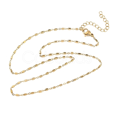 1.5MM 304 Stainless Steel Cuboid Link Chain Necklaces for Women NJEW-G201-03G-1