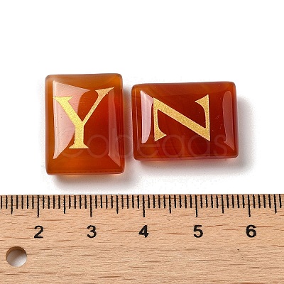 26Pcs Natural Carnelian Healing Rectangle with Letter A~Z Display Decorations G-K335-07C-1