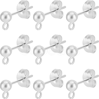 60Pcs 304 Stainless Steel Ball Stud Earring Post STAS-BBC0004-20-1