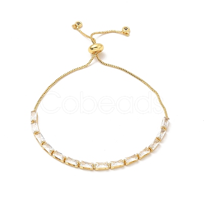 Adjustable Rack Plating Brass Cubic Zirconia Chain Bracelets BJEW-A132-10G-1