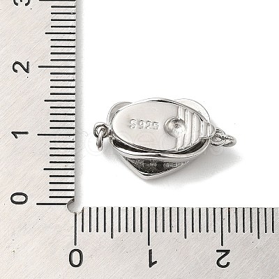 Rhodium Plated 925 Sterling Silver Micro Pave Clear Cubic Zirconia Box Clasps STER-M114-09P-1