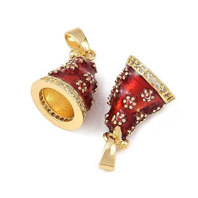 Christmas Brass Micro Pave Cubic Zirconia Enamel Pendants KK-B161-15G-04-1