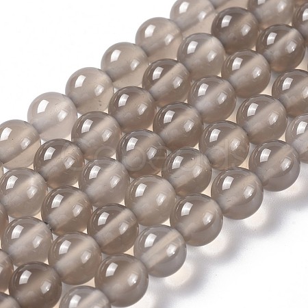 Natural Grey Agate Bead Strands G-R193-12-6mm-1