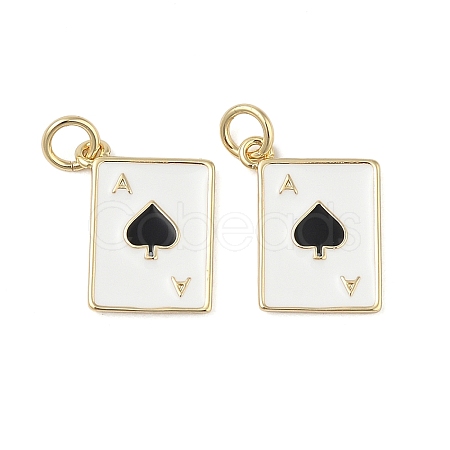 Playing Card Rack Plating Brass Enamel Pendants X-KK-G512-11G-01-1