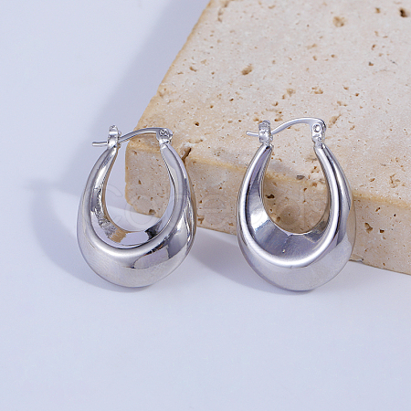 Shiny U-shaped Brass Hoop Earrings DA9481-1