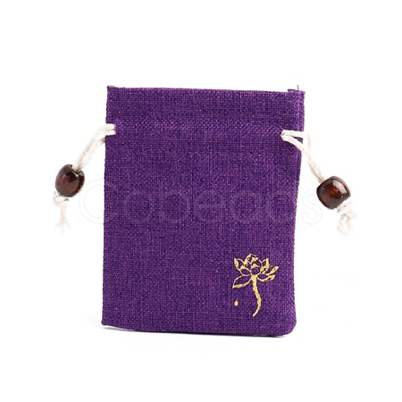 Flower Print Linen Drawstring Gift Bags for Packaging Sachets PW-WG59299-03-1