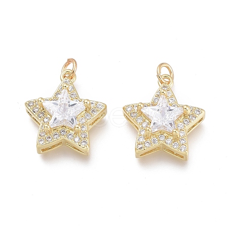 Brass Micro Pave Cubic Zirconia Pendants X-ZIRC-F114-10-G-1