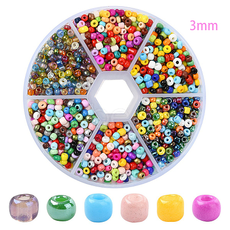 60G 6 Styles Round Glass Seed Beads SEED-YW0002-67-1