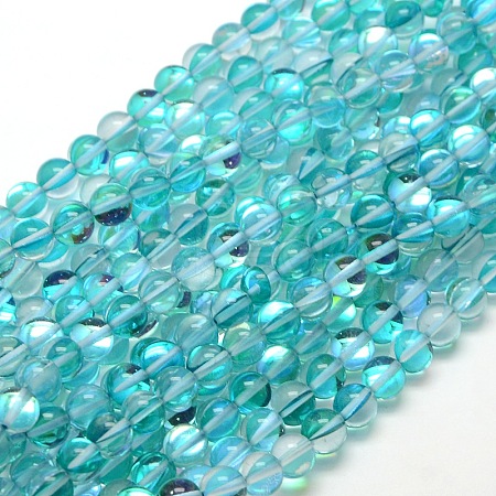 Synthetic Moonstone Beads Strands X-G-F143-8mm-07-1
