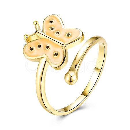 Fashion Butterfly Alloy Enamel Cuff Rings RJEW-BB20413-A-8-1