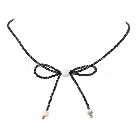 Glass Seed Pendant Necklaces for Women NJEW-MZ00031-01-1