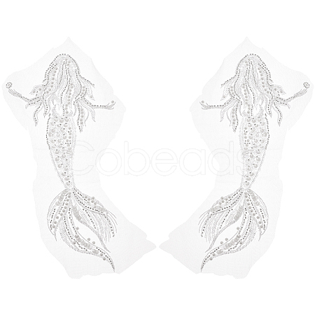 2Pcs Mermaid Computerized Embroidery Cloth Sew On Sequins Patches PATC-BC0001-01-1