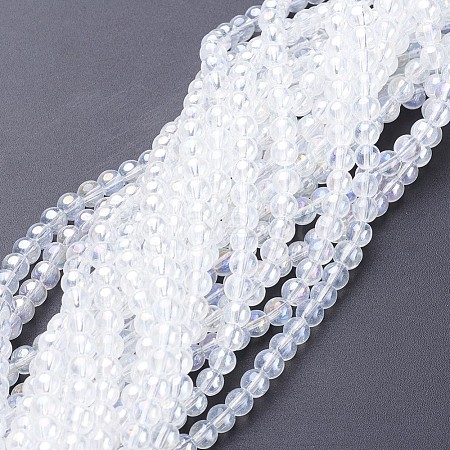 Glass Beads Strands GR4mm01Y-AB-1