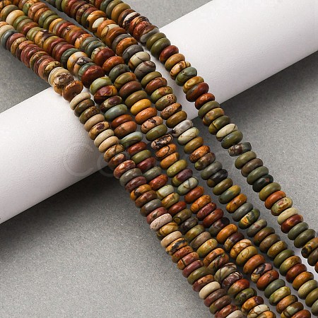 Natural Polychrome Jasper/Picasso Stone/Picasso Jasper Beads Strands G-L624-H04-6x2mm-1