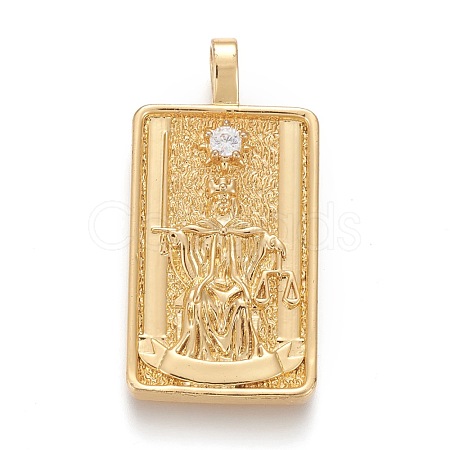 Brass Micro Pave Clear Cubic Zirconia Pendants ZIRC-Z004-01T-1