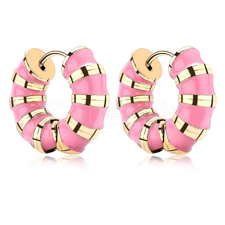 Enamel Striped Thick Hoop Earrings JE1110H-1
