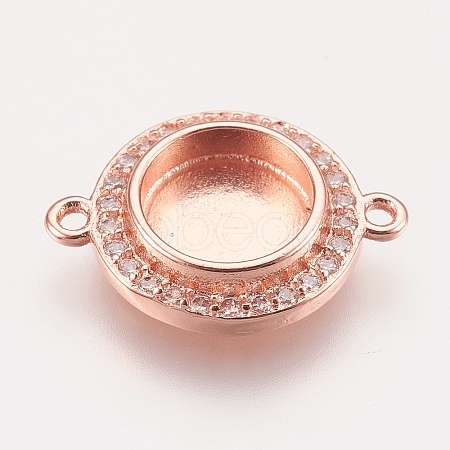 Brass Micro Pave Cubic Zirconia Links X-KK-P146-01RG-1