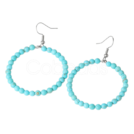 Fashionable Natural Turquoise Hoop Earrings for Women KJ9273-2-1