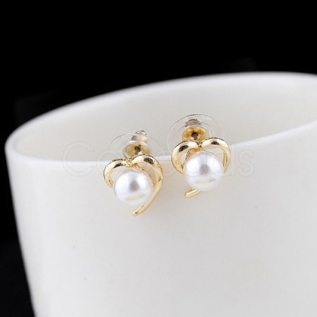 Alloy Imitation Pearl Stud Earrings for Women WG29476-96-1