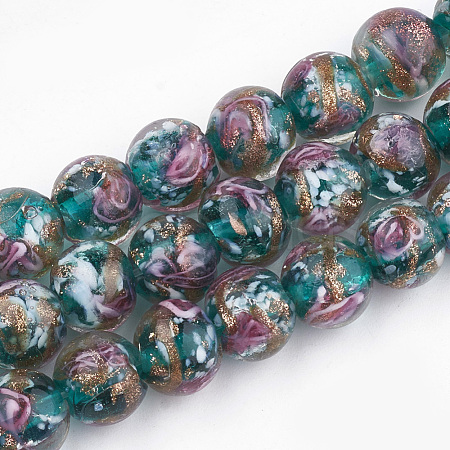 Handmade Gold Sand Lampwork Beads LAMP-T006-09D-1