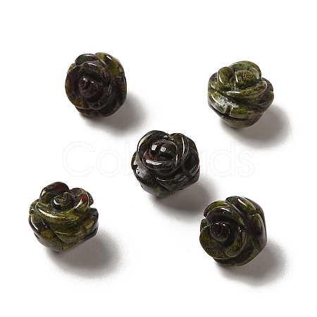 Natural Dragon Blood Carved Flower Scattered Beads G-O156-B-36-1