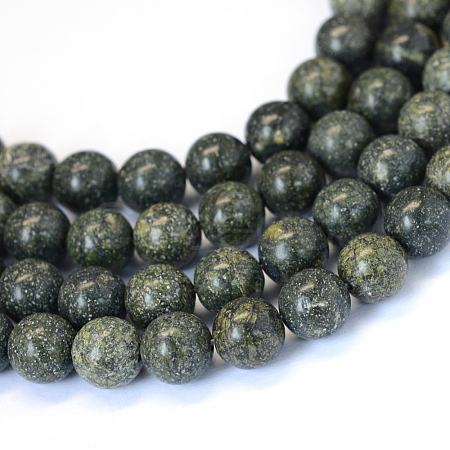 Natural Serpentine/Green Lace Stone Round Bead Strands X-G-E334-6mm-14-1