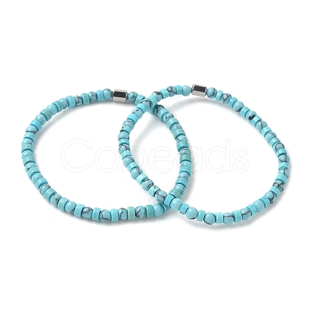 Synthetic Turquoise Beads Stretch Bracelets for Women Men PW-WG6A9BA-03-1