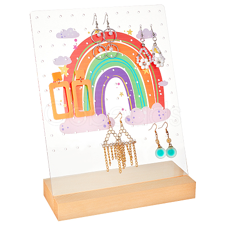 Transparent Acrylic Slant Back Earring Display Stands EDIS-WH0035-20B-03-1