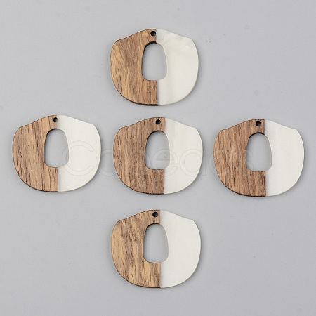 Opaque Resin & Walnut Wood Pendants RESI-S389-045A-C04-1