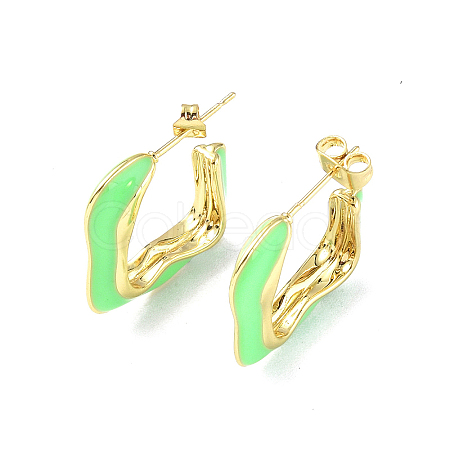 Enamel Twist Square Stud Earrings EJEW-P214-23G-02-1