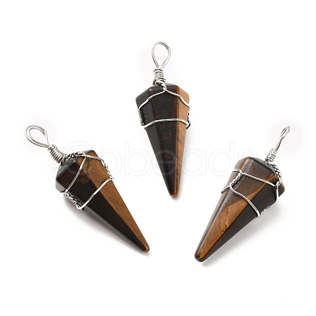 Natural Tiger Eye Gemstone Pendants G-D458-06P-05-RS-1