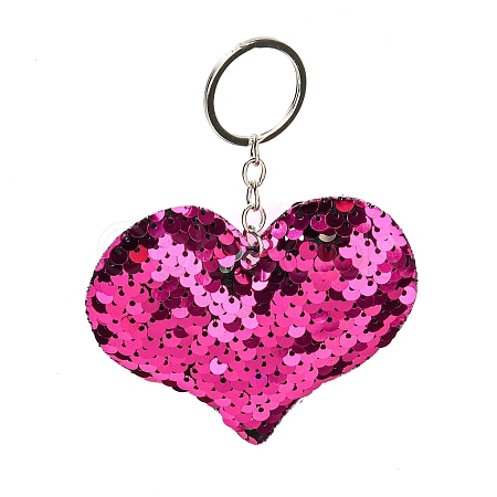 PVC Reflective Sequin Heart Pendant Keychain KEYC-L033-01P-03-1