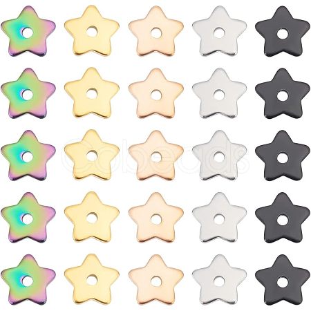 60Pcs 5 Colors 304 Stainless Steel Beads STAS-UN0039-52-1