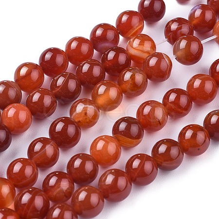 Natural Striped Agate/Banded Agate Beads Strands G-I261-C03-8mm-1