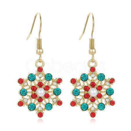 Snowflake Alloy Imitation Pearl Dangle Earrings FS-WGD9918-12-1