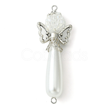 Acrylic Imitation Pearl & Glass Angel Connector Charms PALLOY-MZ00288-1