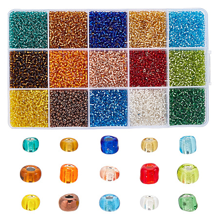 15 Colors Glass Seed Beads SEED-HY0001-15A-1