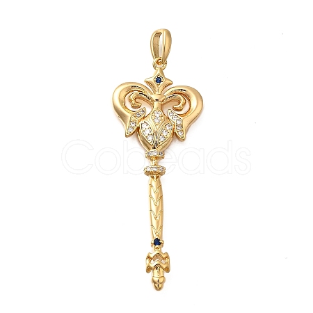 Brass Micro Pave Cubic Zirconia Big Pendants KK-B147-04G-07-1