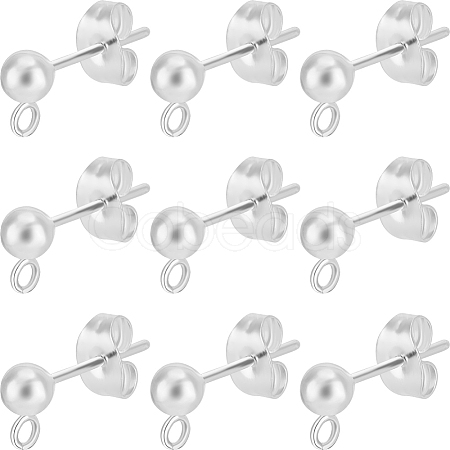 60Pcs 304 Stainless Steel Ball Stud Earring Post STAS-BBC0004-20-1