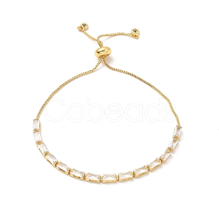 Adjustable Rack Plating Brass Cubic Zirconia Chain Bracelets BJEW-A132-10G-1
