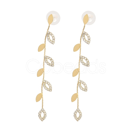 Cubic Zirconia Chains Tassel Earrings EJEW-P236-05G-1