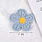 Ornament Accessories, Polyester Computerized Embroidery Cloth Iron On/Sew On Patches, Appliques, Flower, Light Blue, 51mm