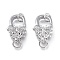 Brass Micro Pave Clear Cubic Zirconia Lobster Claw Clasps, with Jump Rings, Long-Lasting Plated, Insects, Platinum, 17.5x10.5x6mm, Hole: 3.5mm