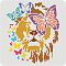 Plastic Reusable Drawing Painting Stencils Templates, for Painting on Scrapbook Fabric Tiles Floor Furniture Wood, Square, Lion Pattern, 300x300mm