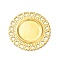 Iron Cabochon Connector Settings, Etched Metal Embellishments, Flat Round, Golden, Tray: 18mm, 34.5x1mm