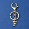 304 Stainless Steel Initial Letter Charm Keychains, with Alloy Clasp, Golden, Letter F, 8.5cm